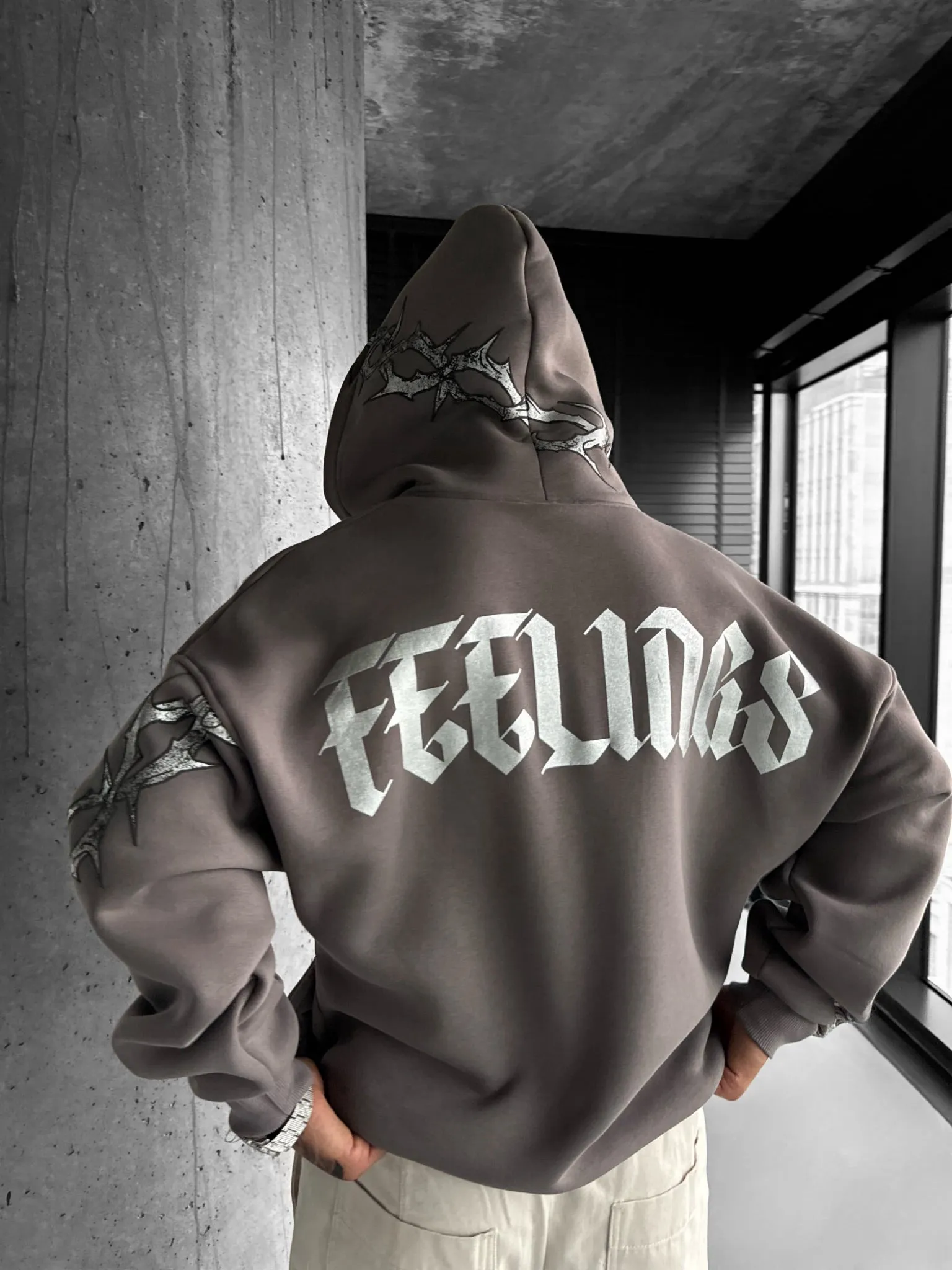 Oversize Wire Zipper Hoodie - Anthracite