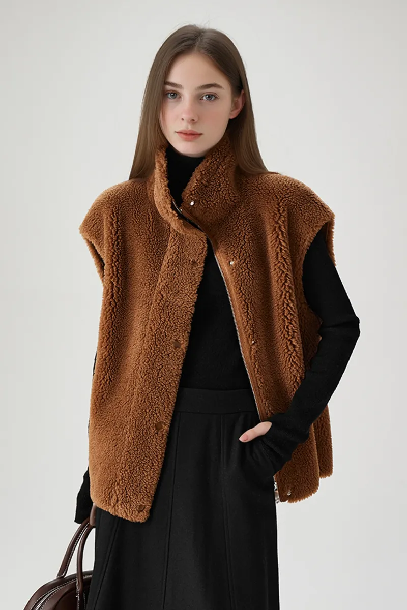 Oversized Faux Shearling Teddy Sherpa Vest