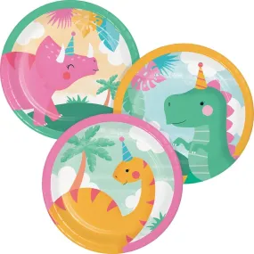Pastel Dinosaur Plates - Lunch 8 Pkt