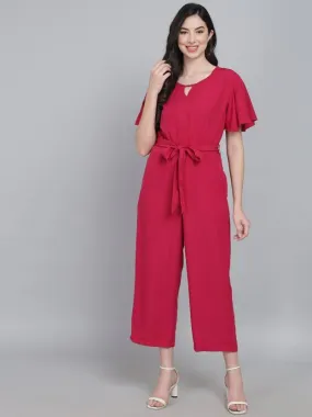 Pink Perfection Solid Crepe Regular Jumpsuit
