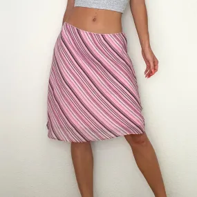 Pink Stripe Y2K Midi Skirt