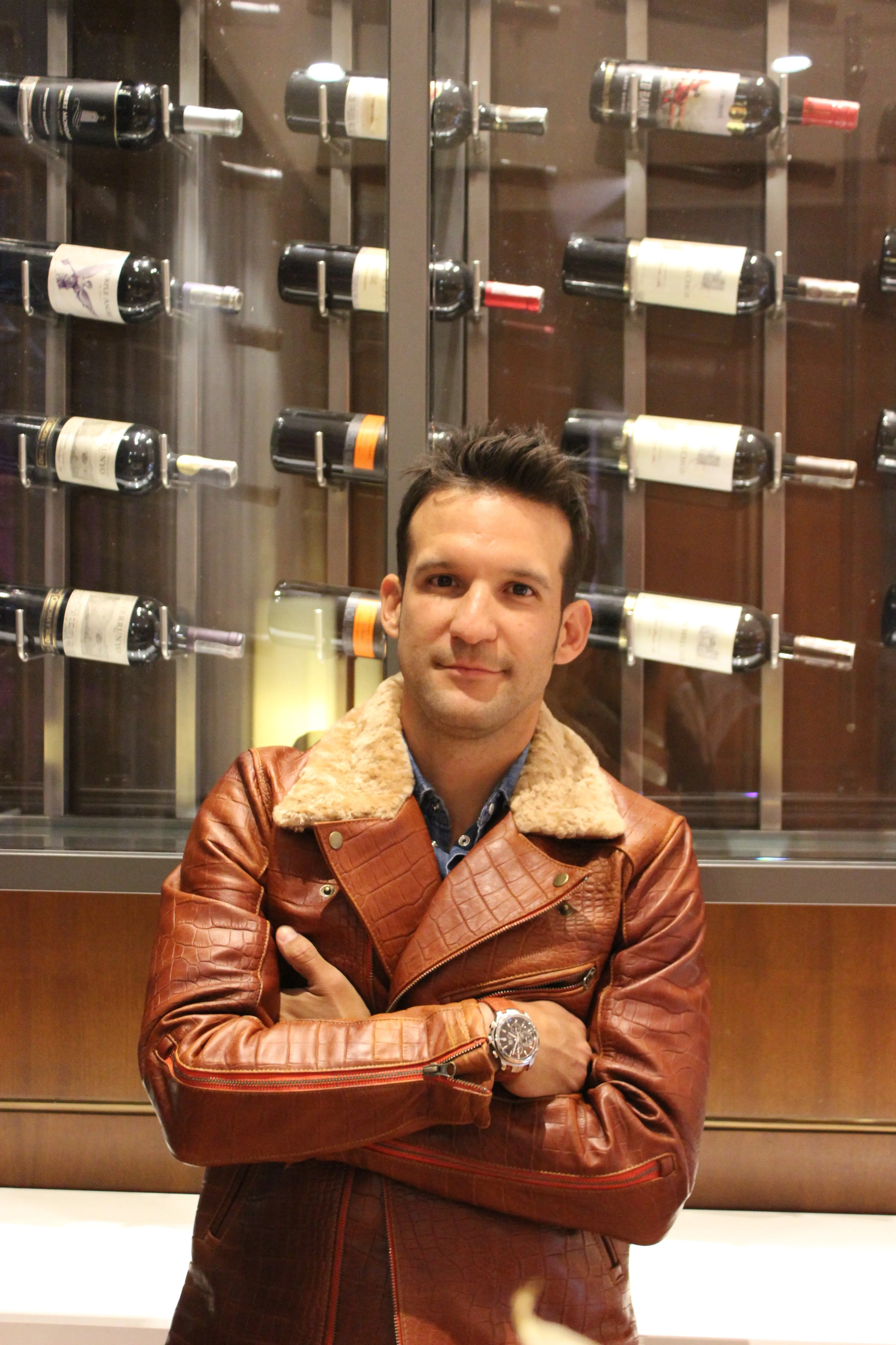 POLO Embossed Leather Jacket Amber Reptile Limited- Shearling