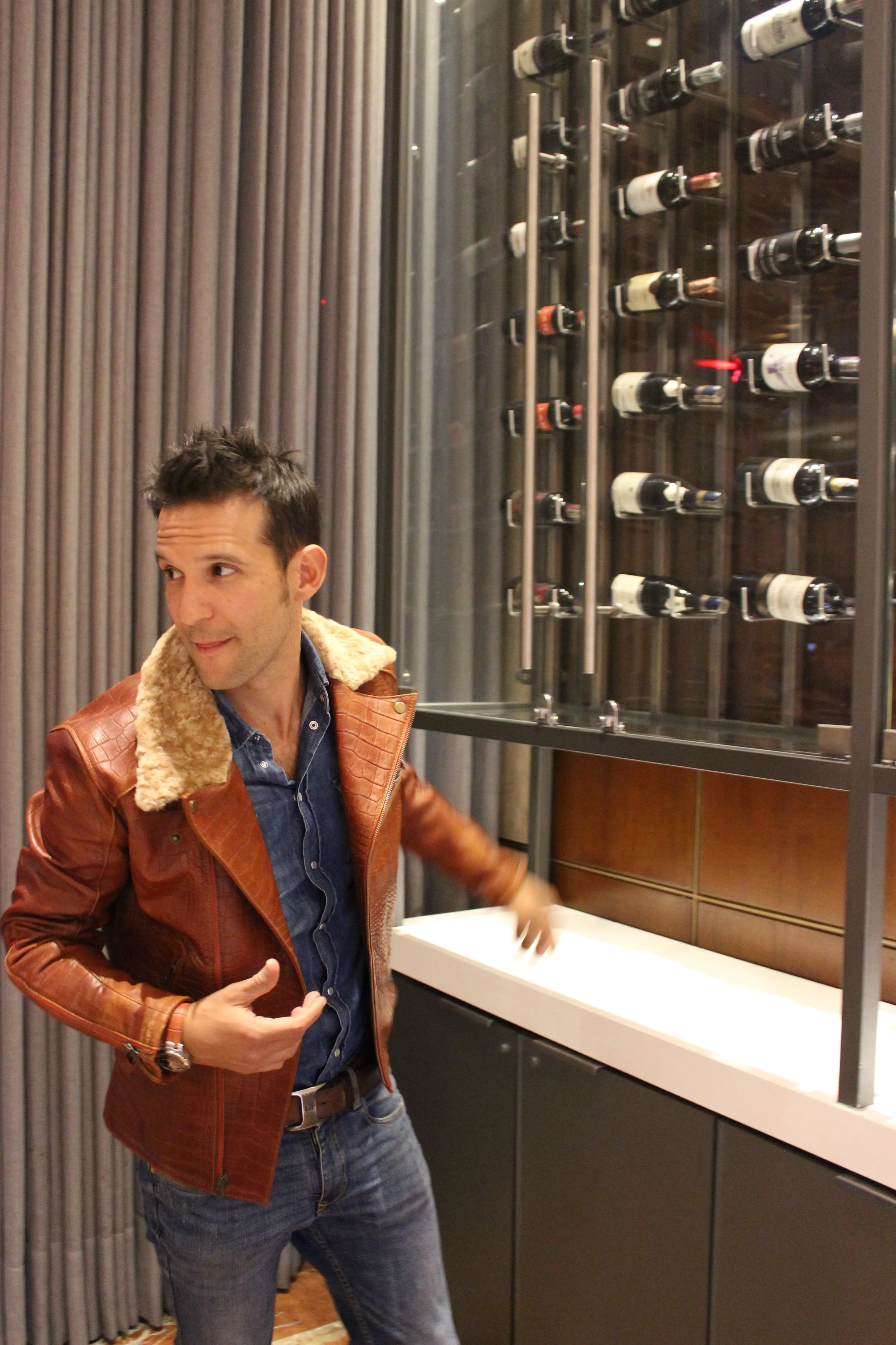 POLO Embossed Leather Jacket Amber Reptile Limited- Shearling