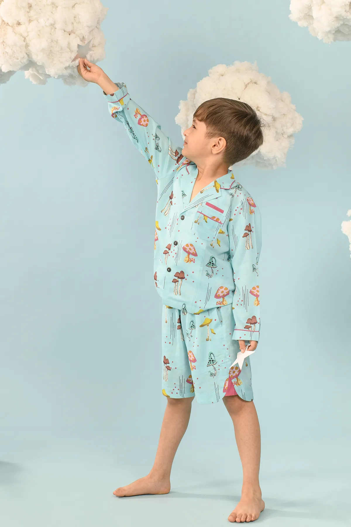 Portia Bella- Blue Mushroom Printed Coord Set For Boys