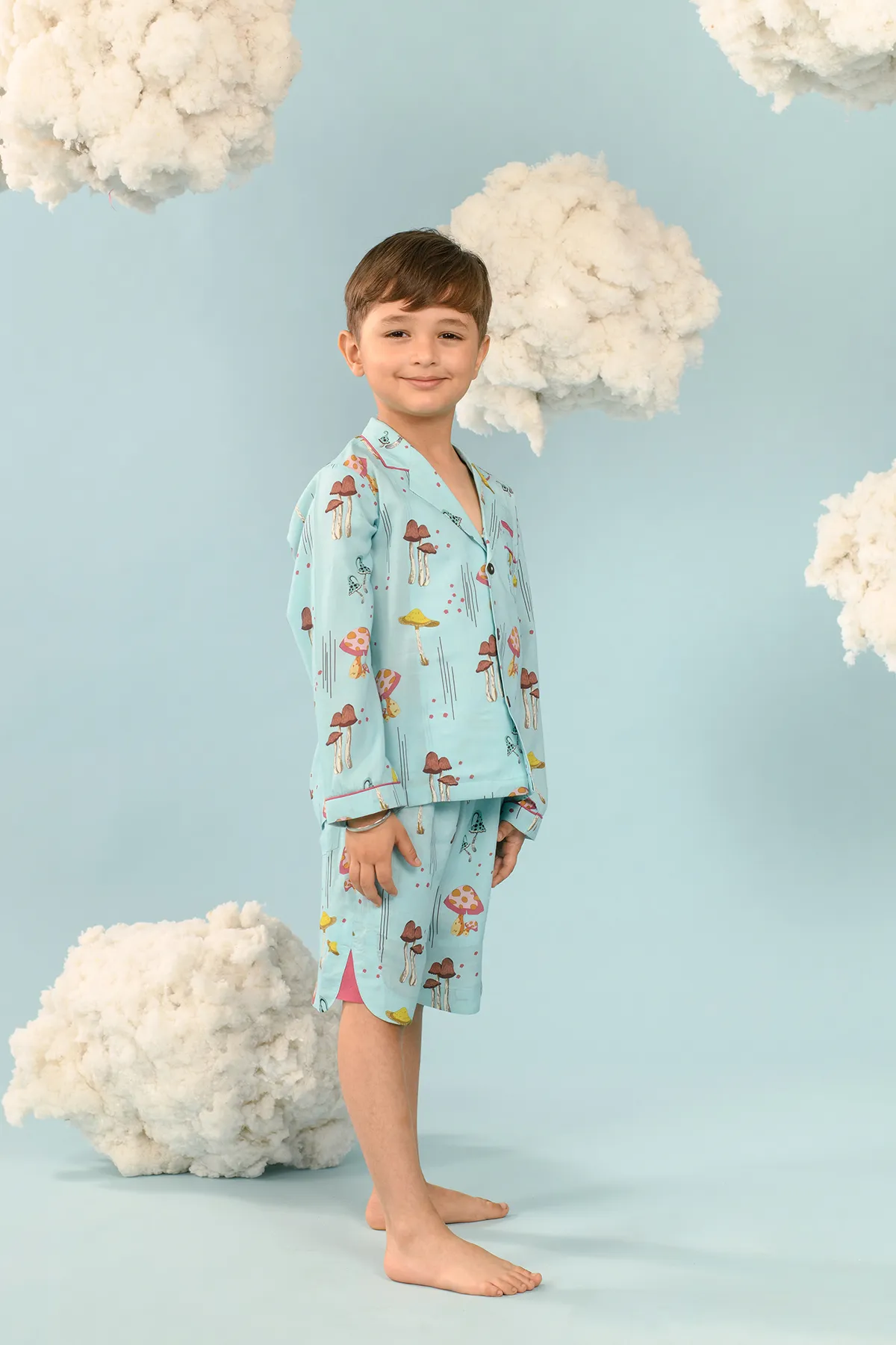 Portia Bella- Blue Mushroom Printed Coord Set For Boys