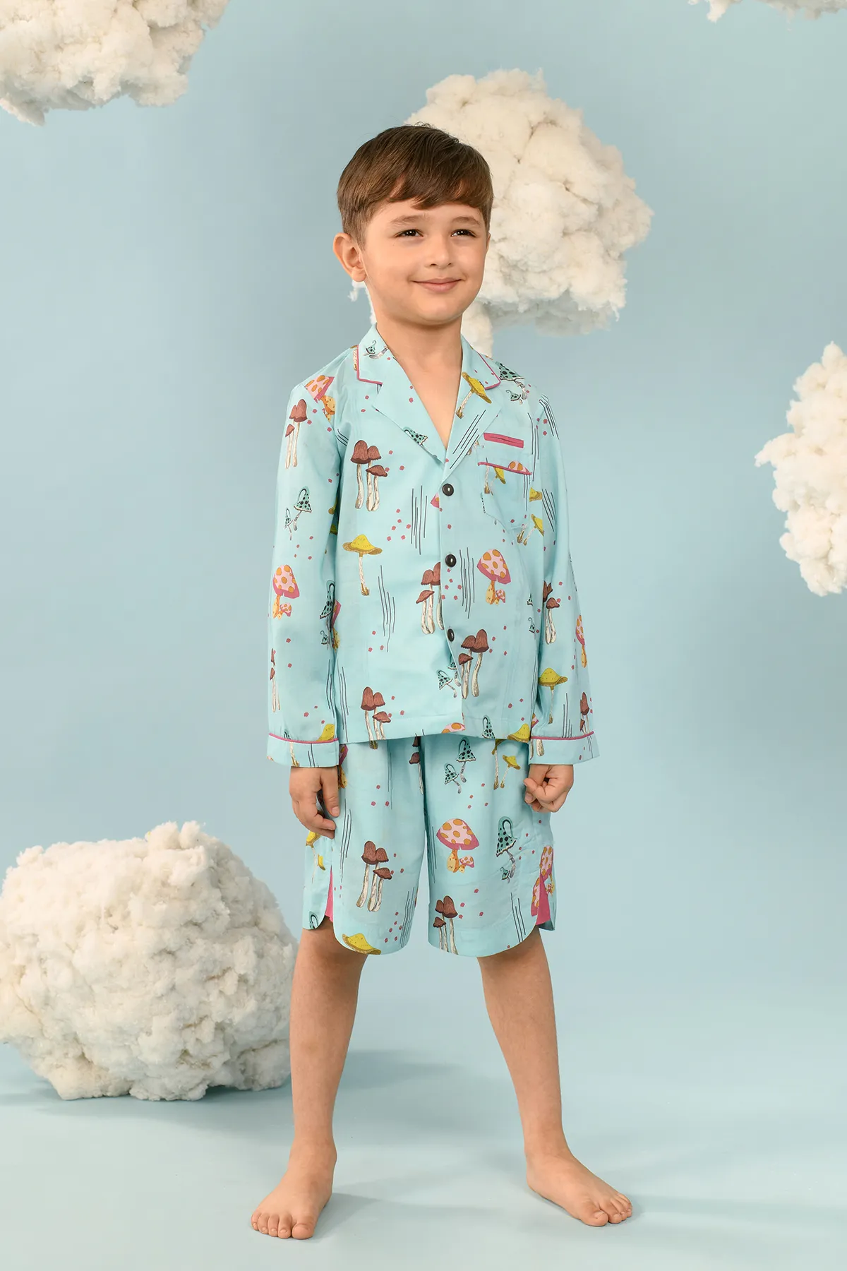 Portia Bella- Blue Mushroom Printed Coord Set For Boys