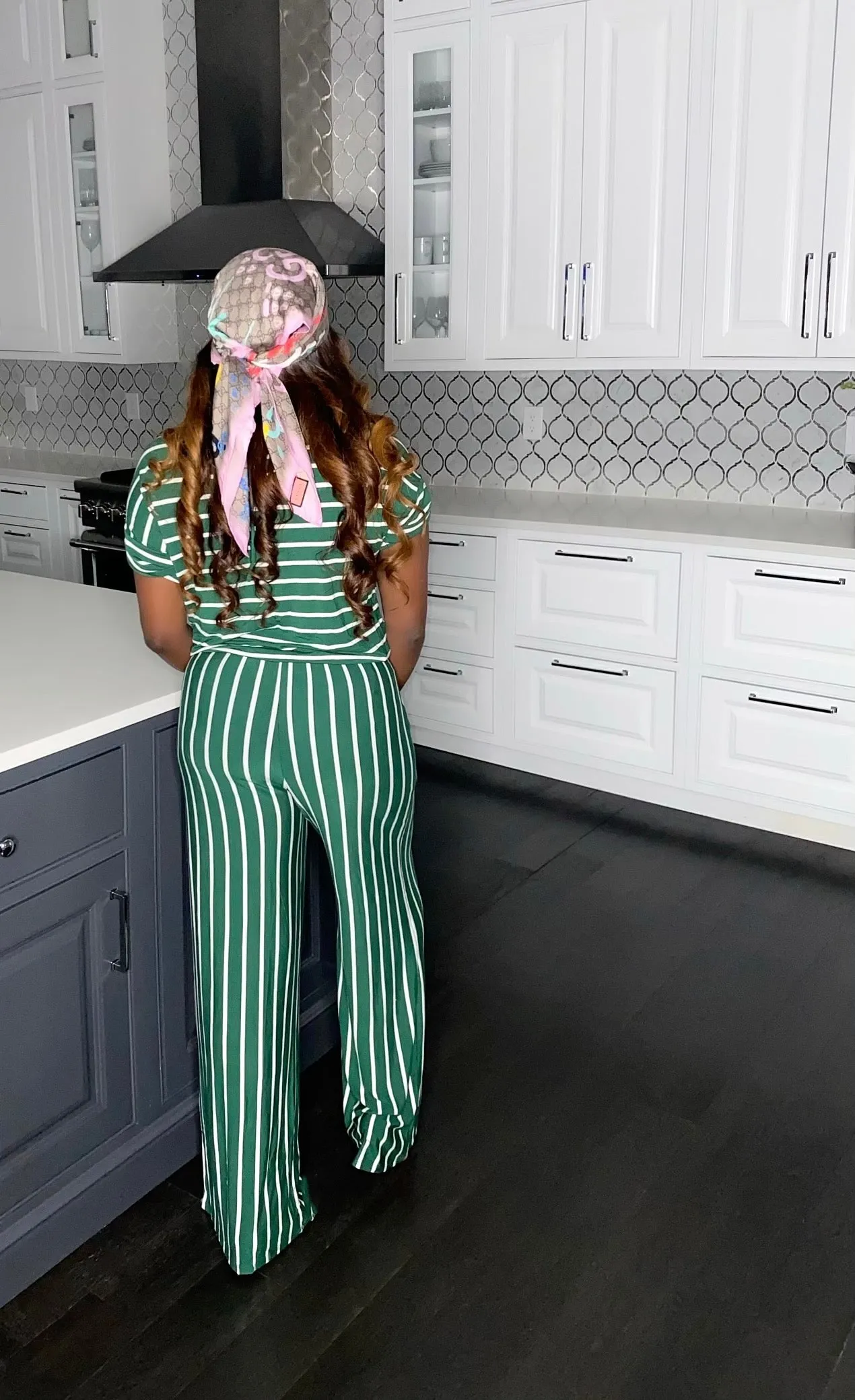 "Chill Day" Striped Jumpsuit (Navy)