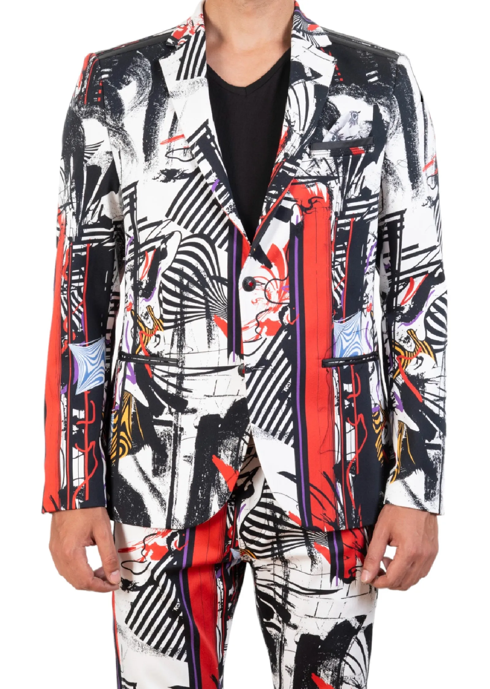 Red Free Style Art 2-Pieces Suit