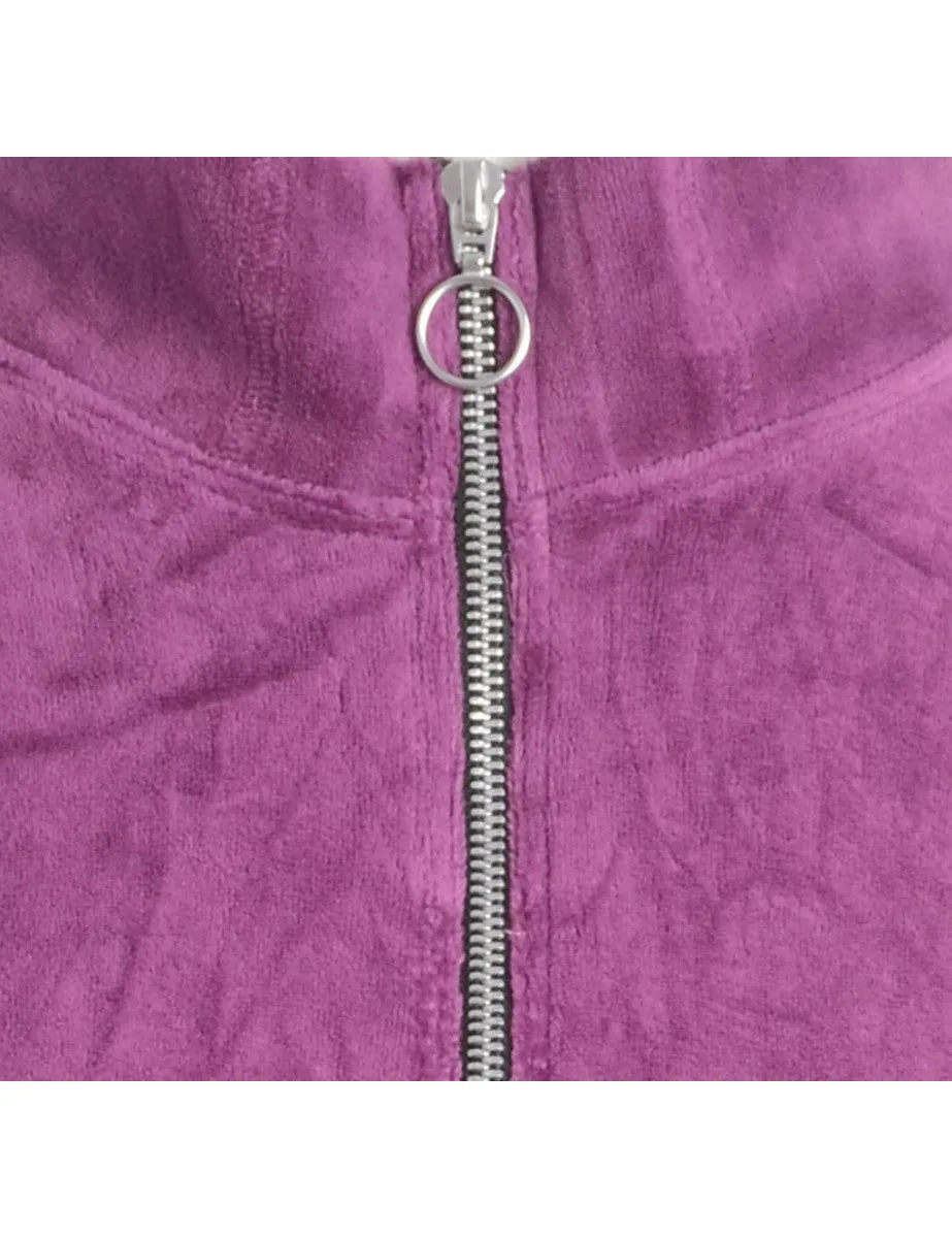 Reworked High Neck Velour Track Jacket - XS