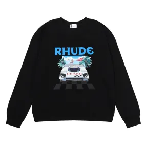 Rhude Hoodie F1 Formula Racing Miami Station Limited Printing Men and Women Casual round Neck Sweater