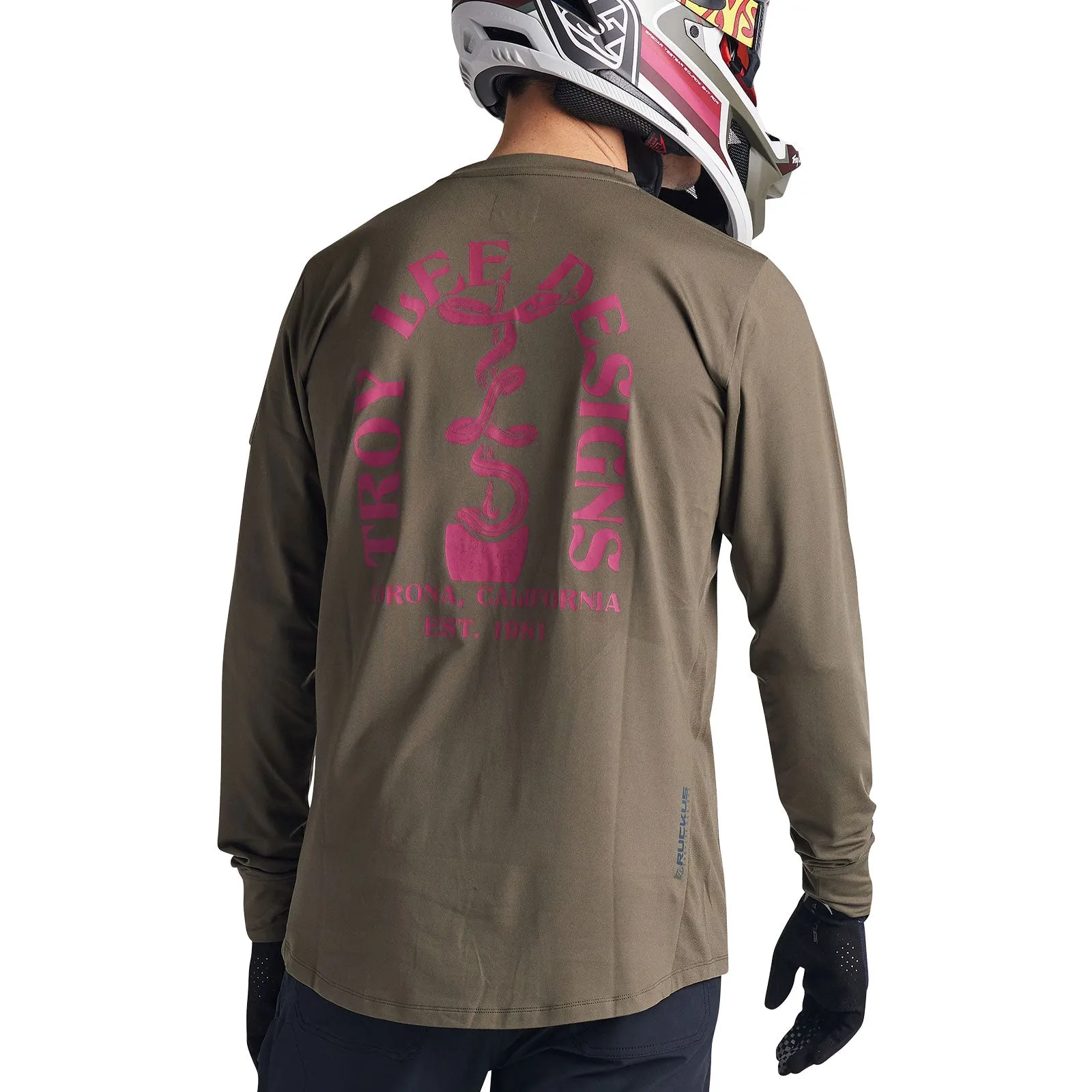 Ruckus Long Sleeve Ride Tee Fangs Olive