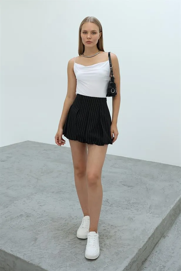 RYN Striped Balloon Skirt - Black - Yakima