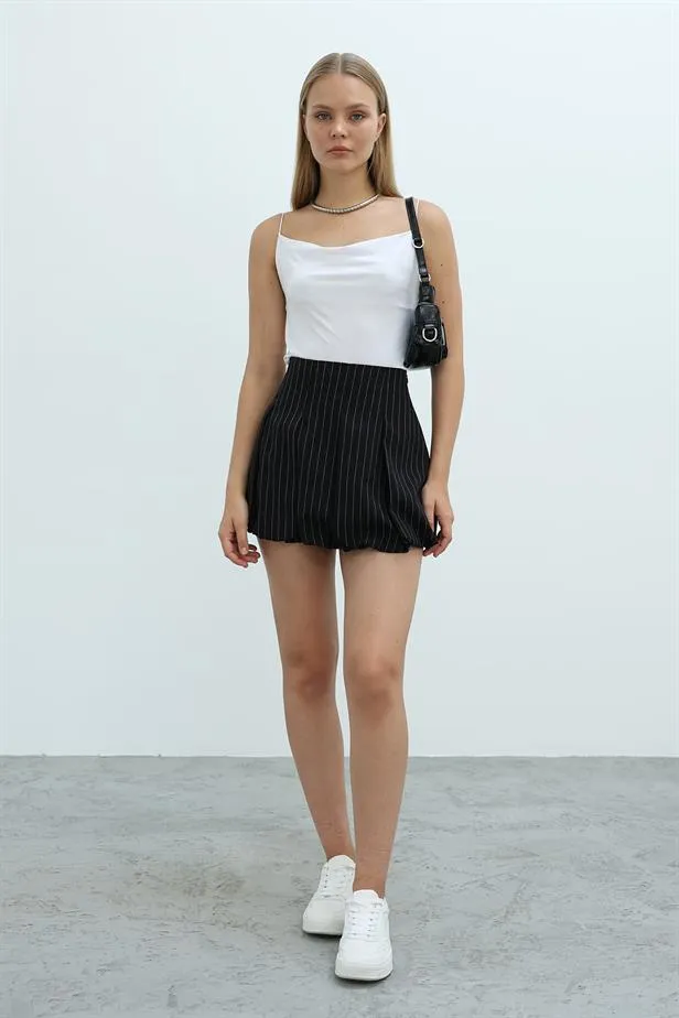 RYN Striped Balloon Skirt - Black - Yakima