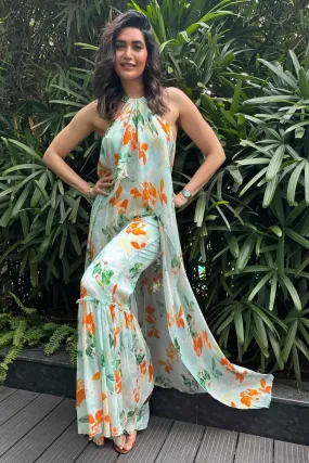 Sage Green Printed Jumpsuit