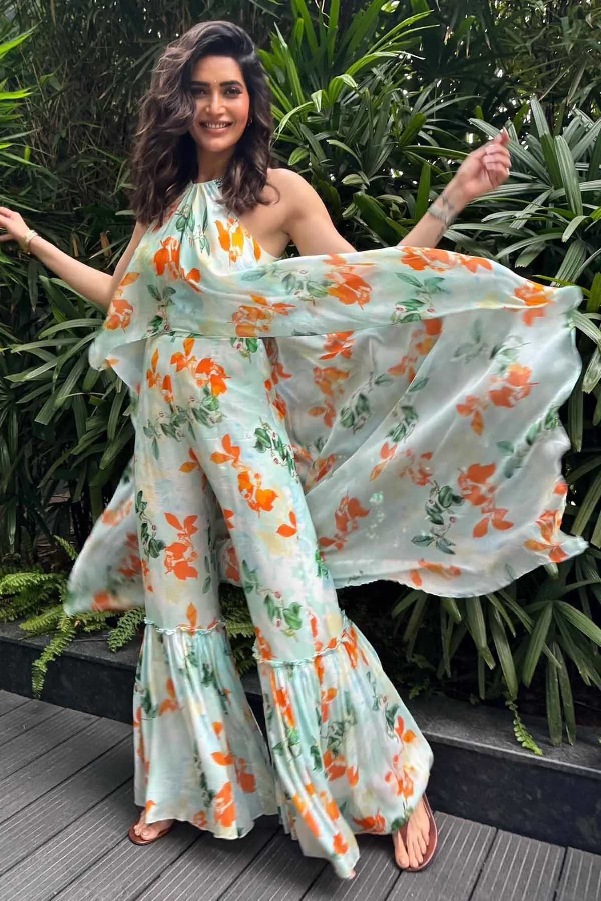 Sage Green Printed Jumpsuit