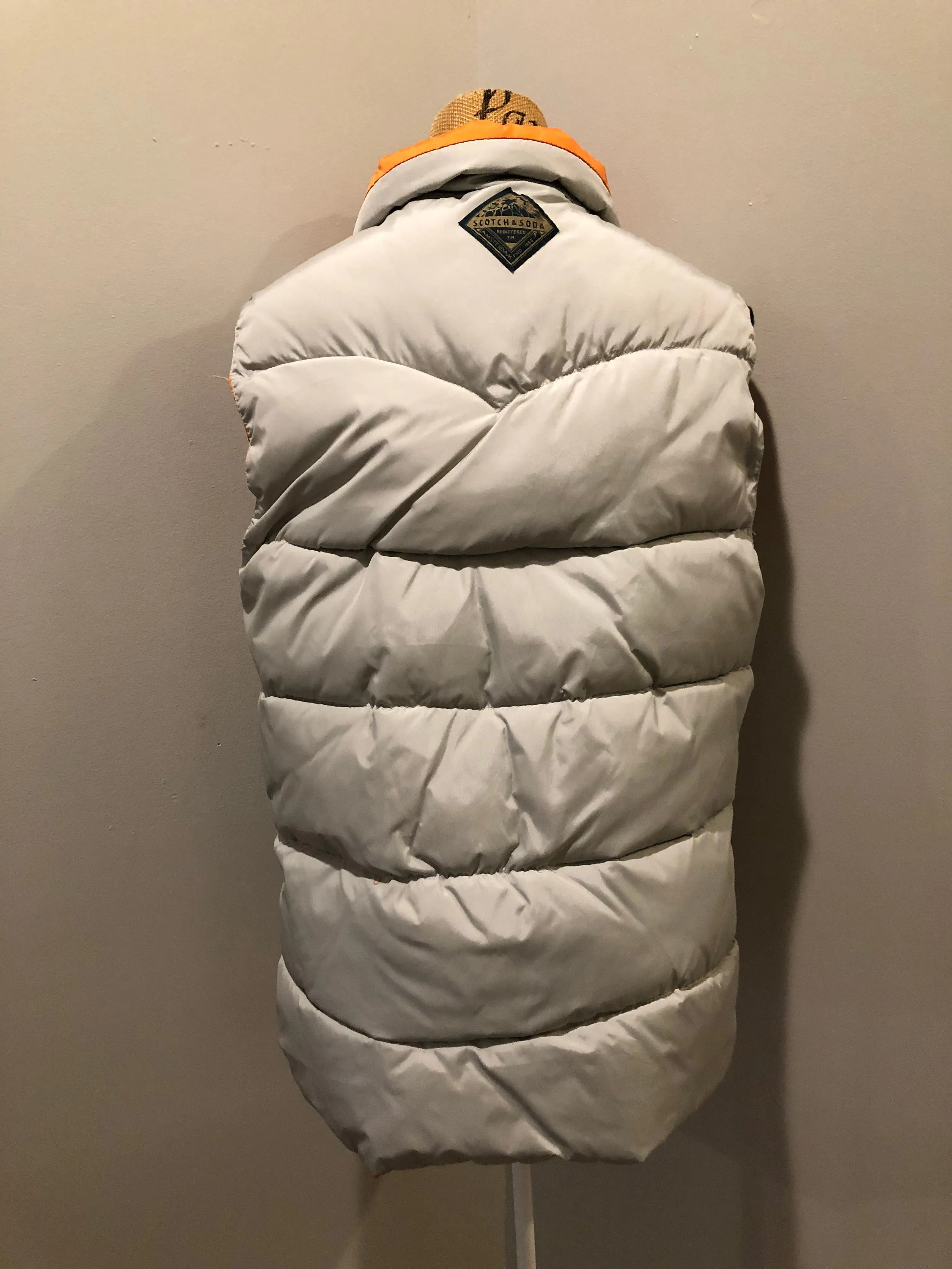 Scotch and Soda Reversible Orange/Grey Down Filled Puffer Vest, SOLD