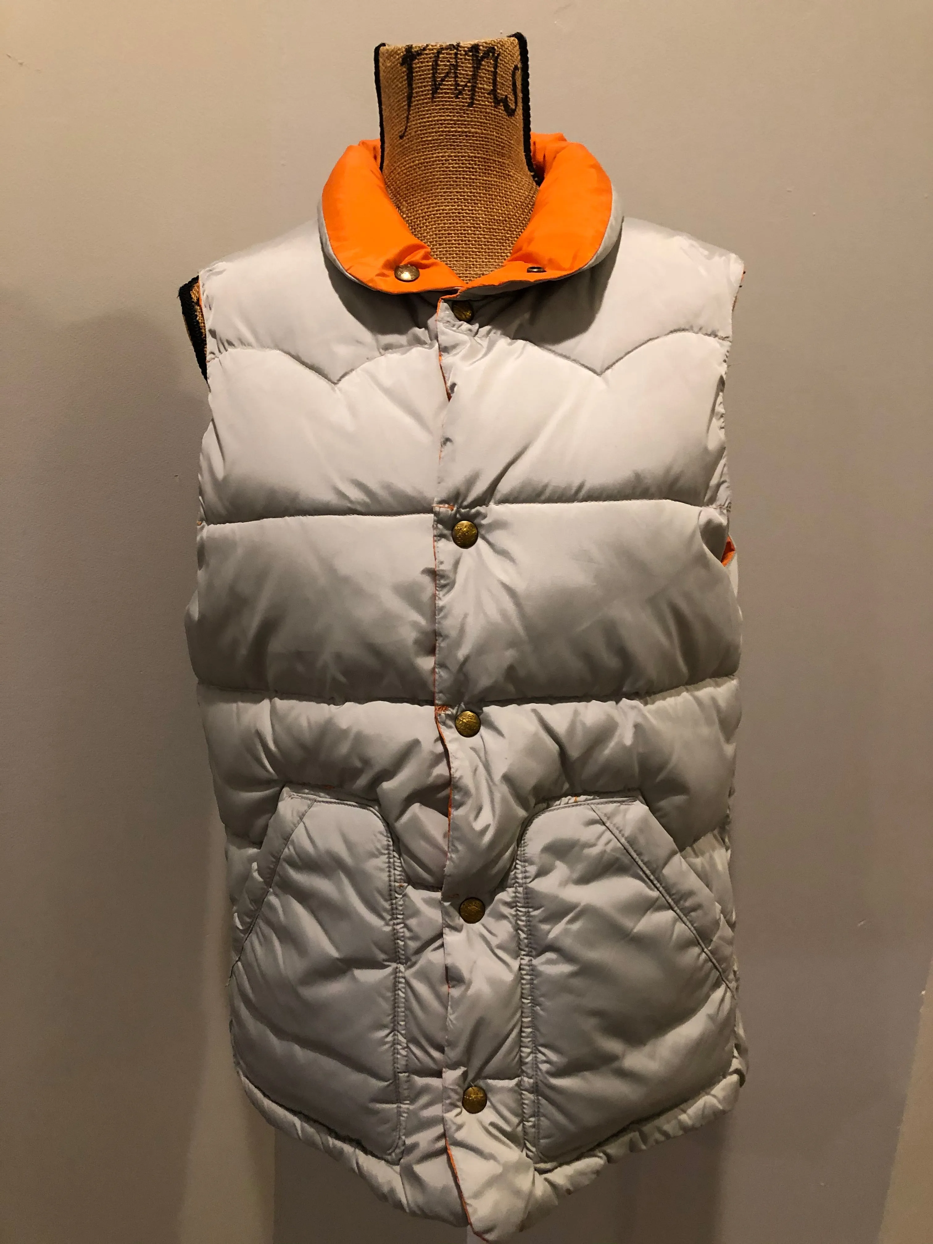 Scotch and Soda Reversible Orange/Grey Down Filled Puffer Vest, SOLD