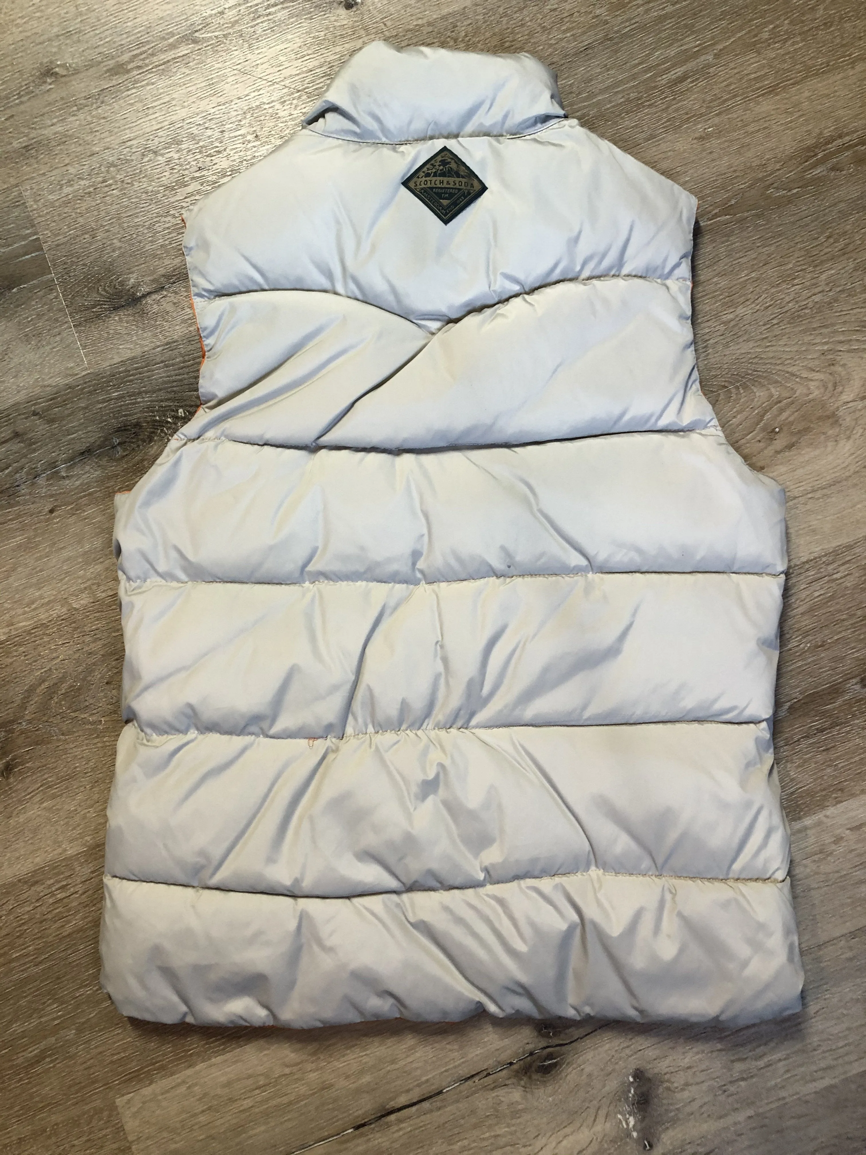 Scotch and Soda Reversible Orange/Grey Down Filled Puffer Vest, SOLD