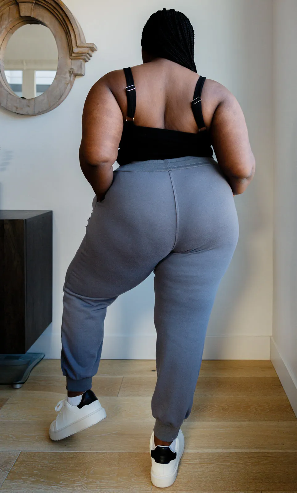 She Got Skills Distressed Charcoal Joggers