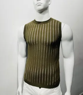 Sheer V knitted Vest (Army)