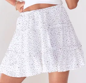 Size 4 Princess Polly White Polka Dot Ruffle Mini Skirt