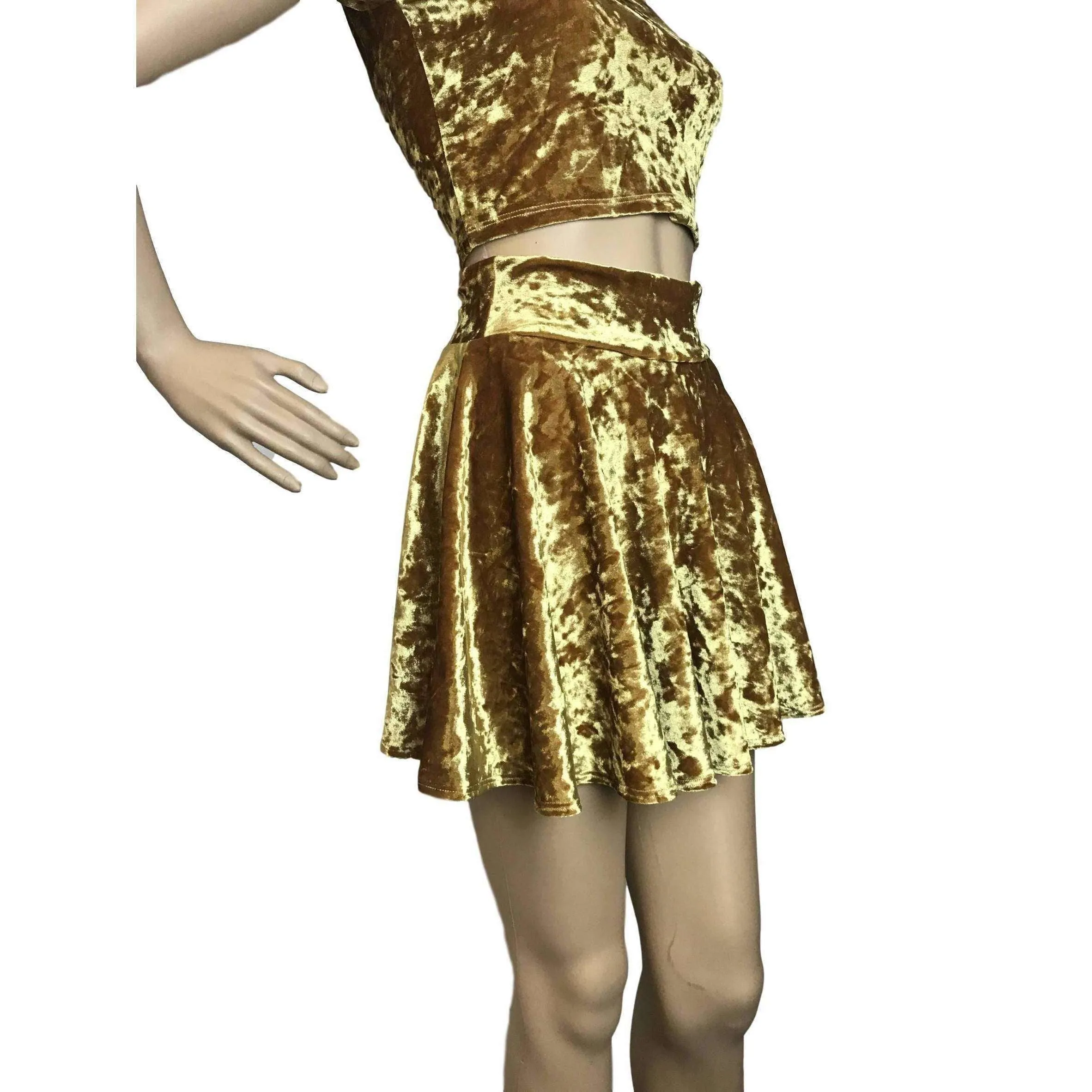 Skater Skirt - Gold Crushed Velvet