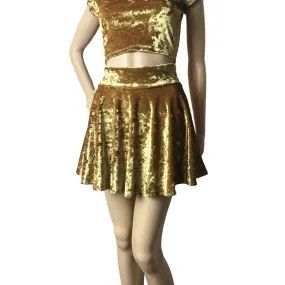 Skater Skirt - Gold Crushed Velvet