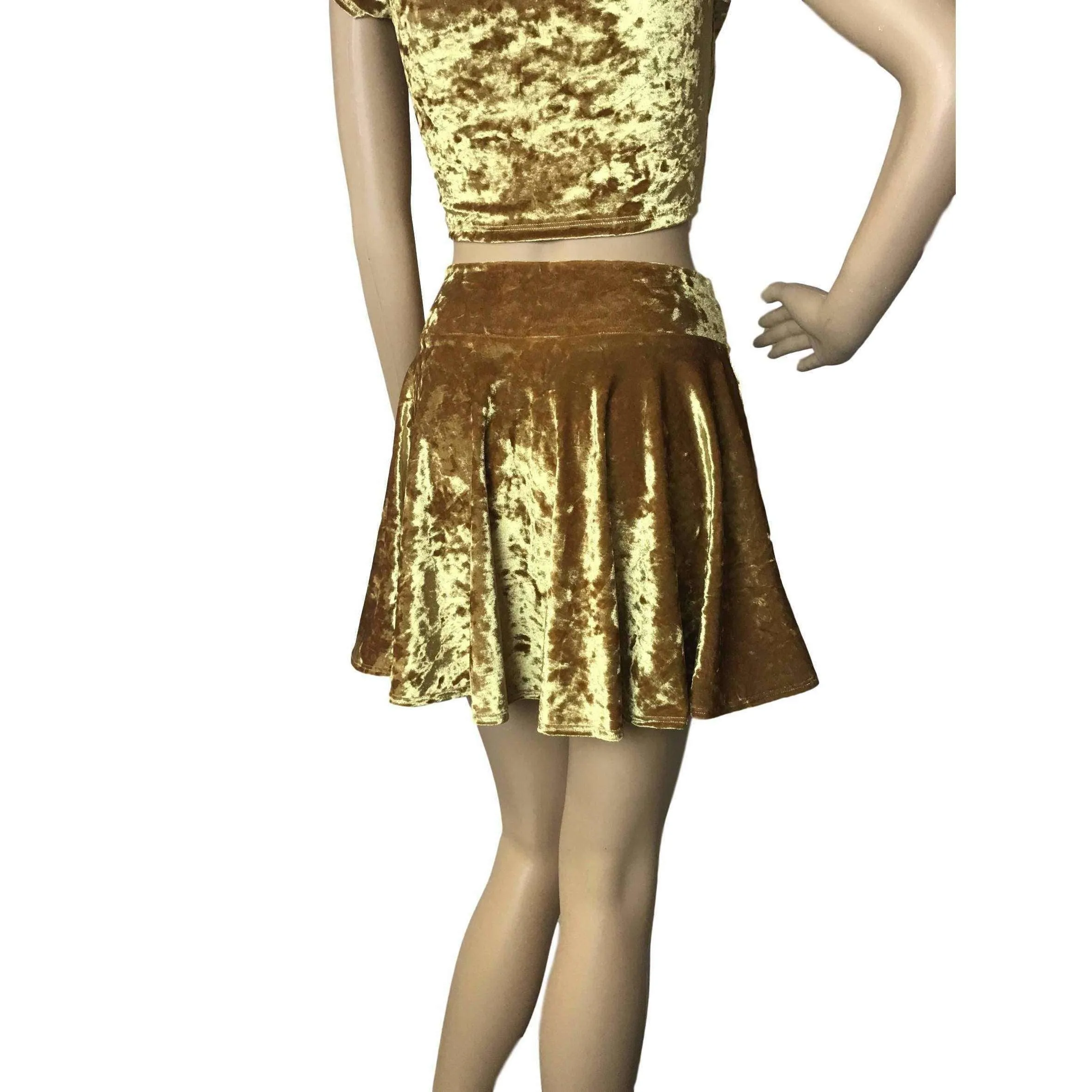 Skater Skirt - Gold Crushed Velvet