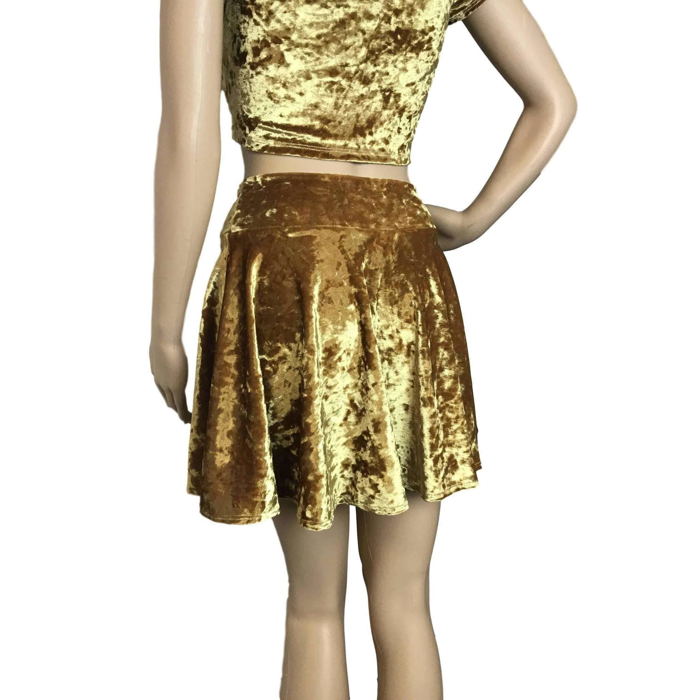 Skater Skirt - Gold Crushed Velvet
