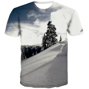 Ski T-shirt Men White T-shirts 3d Movement Tshirts Casual Snowfield T shirts Funny
