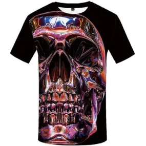 Skull T-shirt Men Colorful T-shirts Graphic Psychedelic T shirts Funny Aurora Tshirts Casual Gothic Shirt Print Short Sleeve