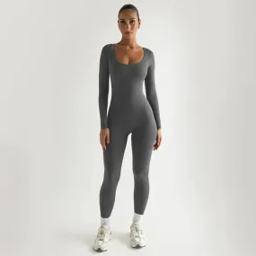 Sleek Seamless Long-Sleeve Jumpsuit