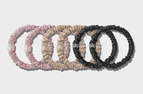 SLIP Set of 6 Skinny Scrunchies in Midnight