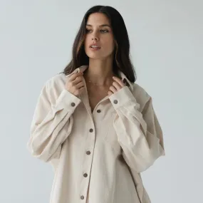 Sophie Denim Shacket Denim Jacket - Oat