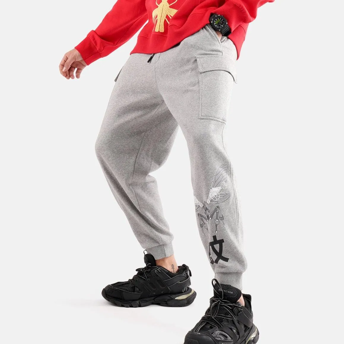 Steam Punk Fleece Jogger in Grey Melange