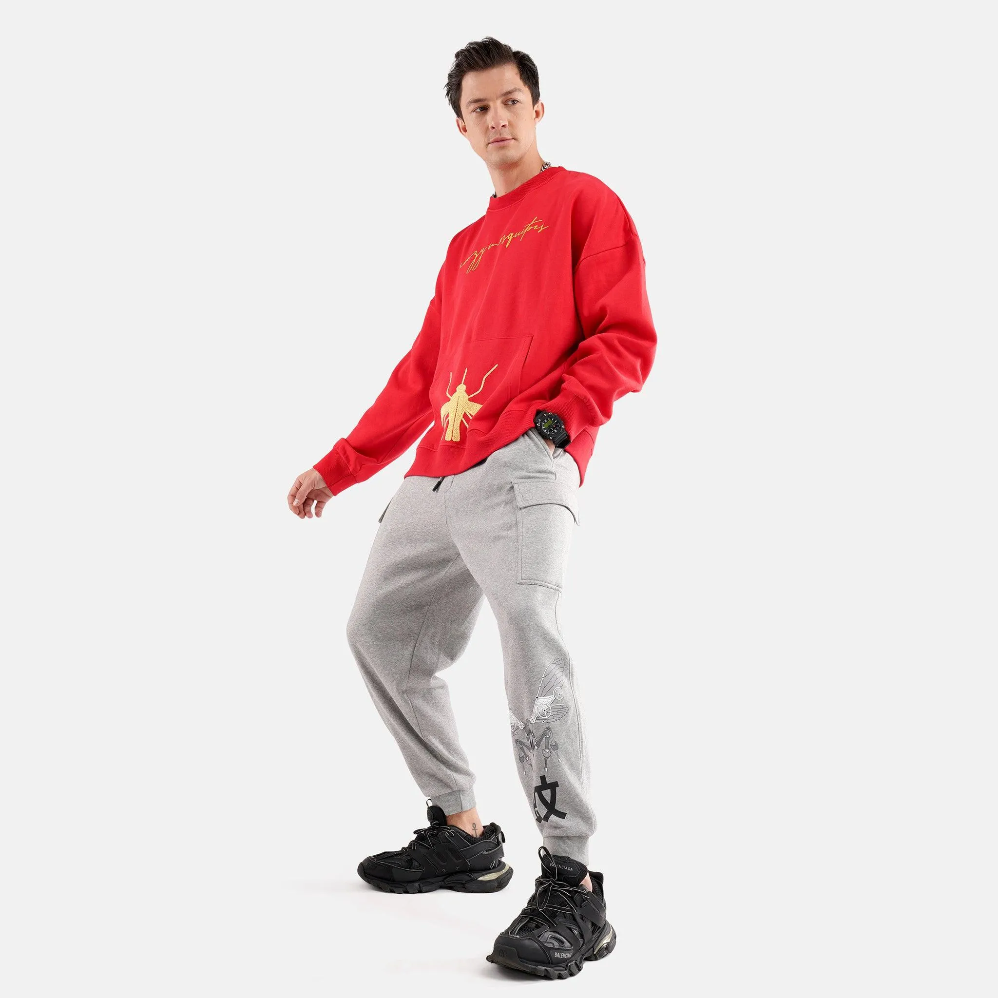 Steam Punk Fleece Jogger in Grey Melange