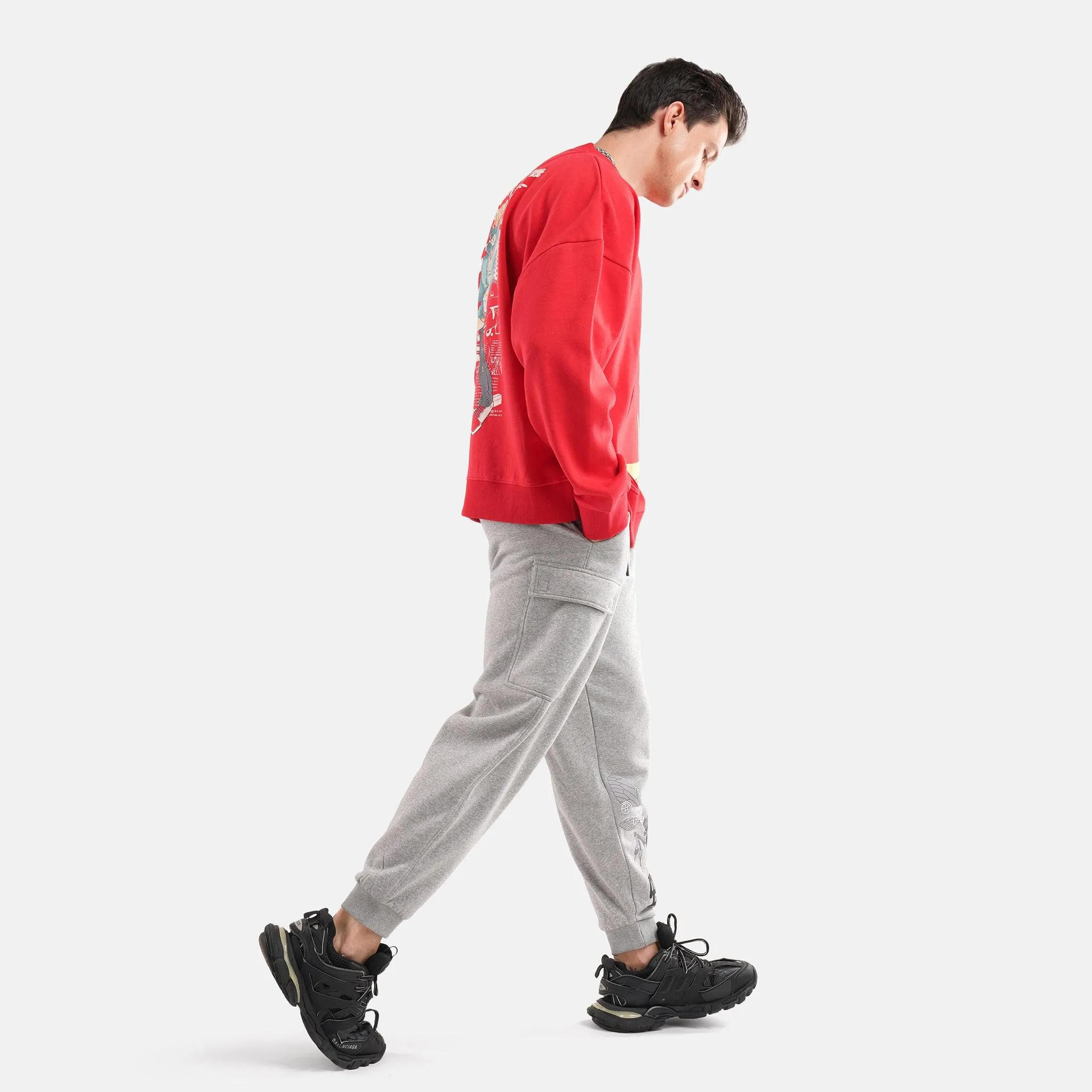 Steam Punk Fleece Jogger in Grey Melange