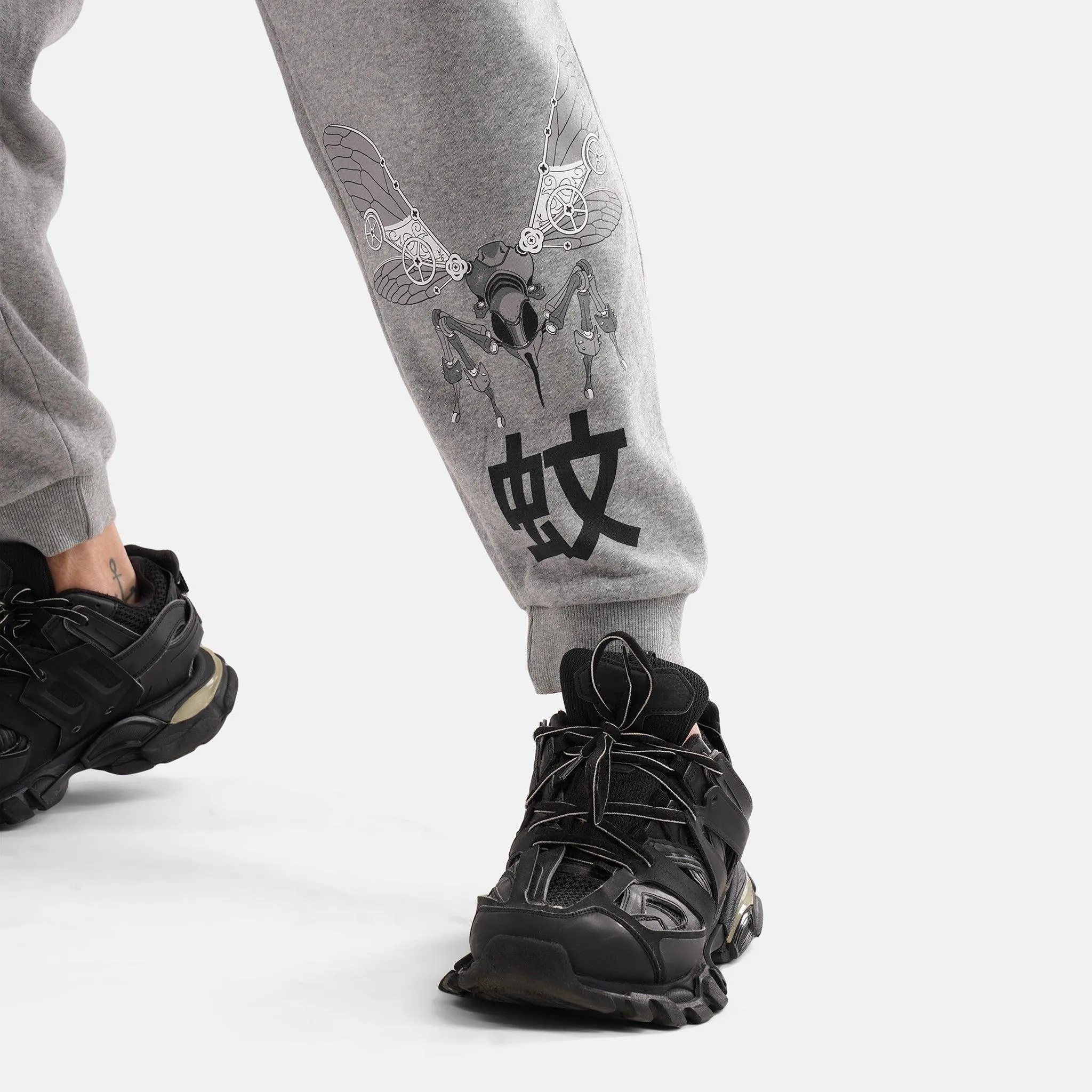 Steam Punk Fleece Jogger in Grey Melange
