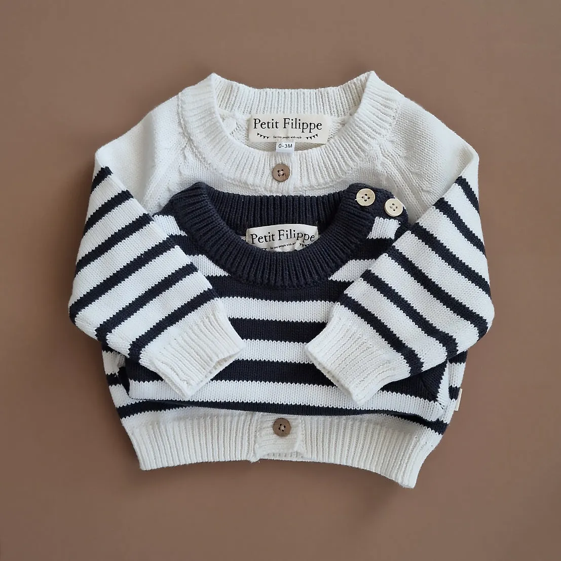 Striped Cardigan - Ivory & Graphite