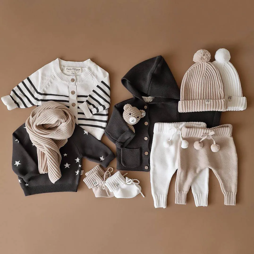 Striped Cardigan - Ivory & Graphite