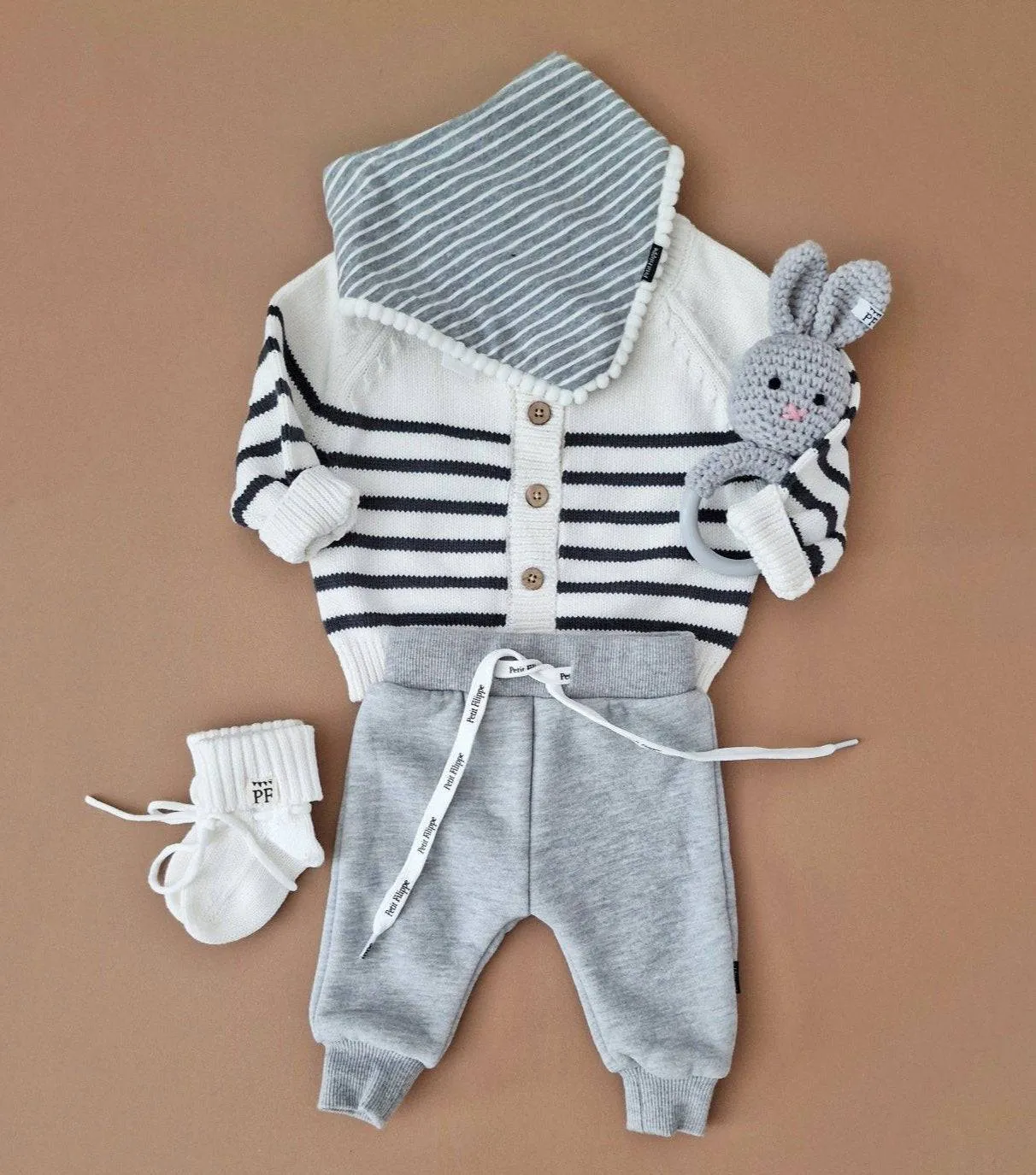 Striped Cardigan - Ivory & Graphite