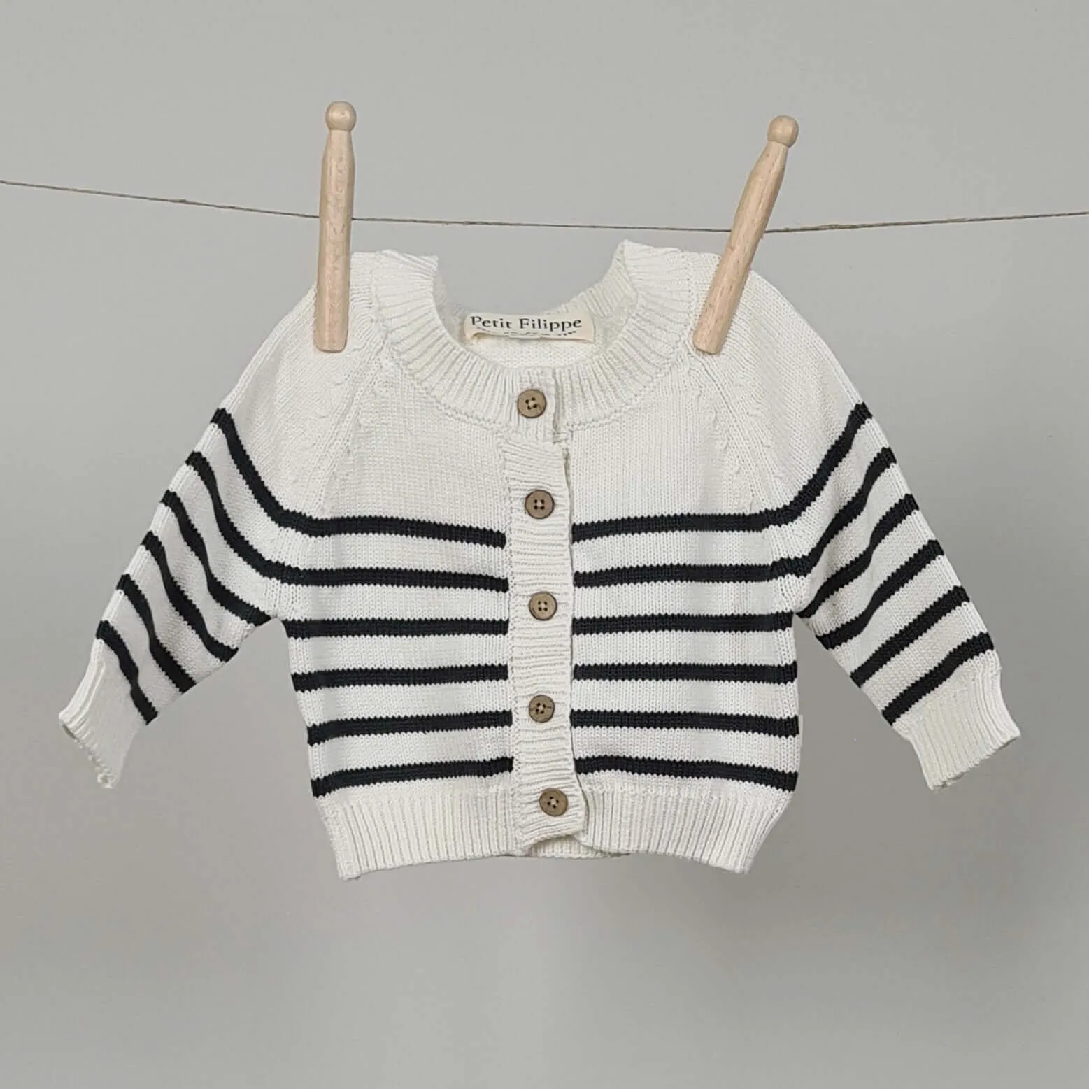 Striped Cardigan - Ivory & Graphite