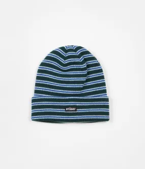 Stussy Striped Cuff Beanie - Green