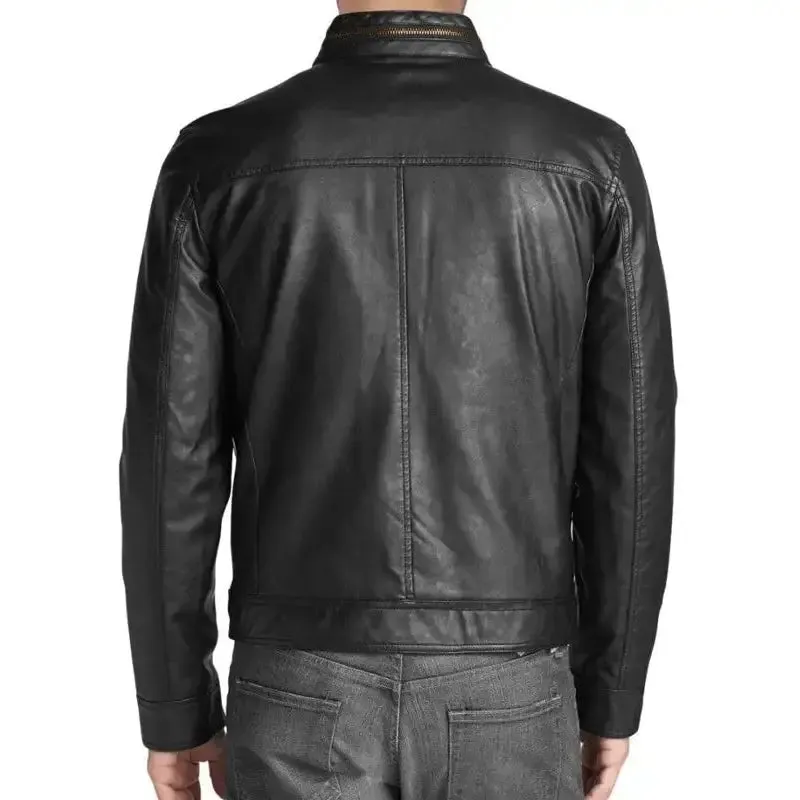 Stylish Men's Black Leather Biker Jacket