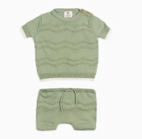 T-Shirt und Shorts Waves Mint