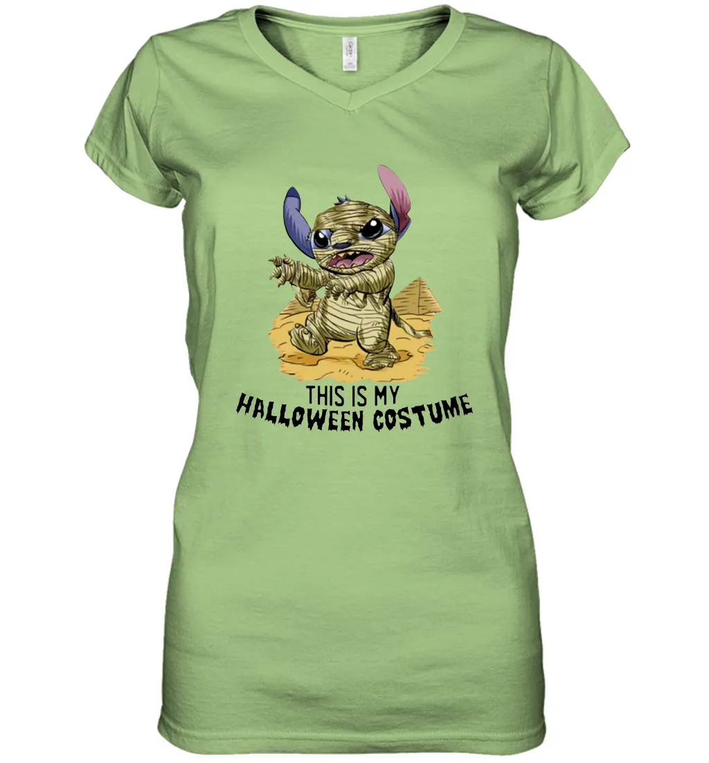 This Is My Halloween Costume Mummy Stitch Shirt Women's Vneck