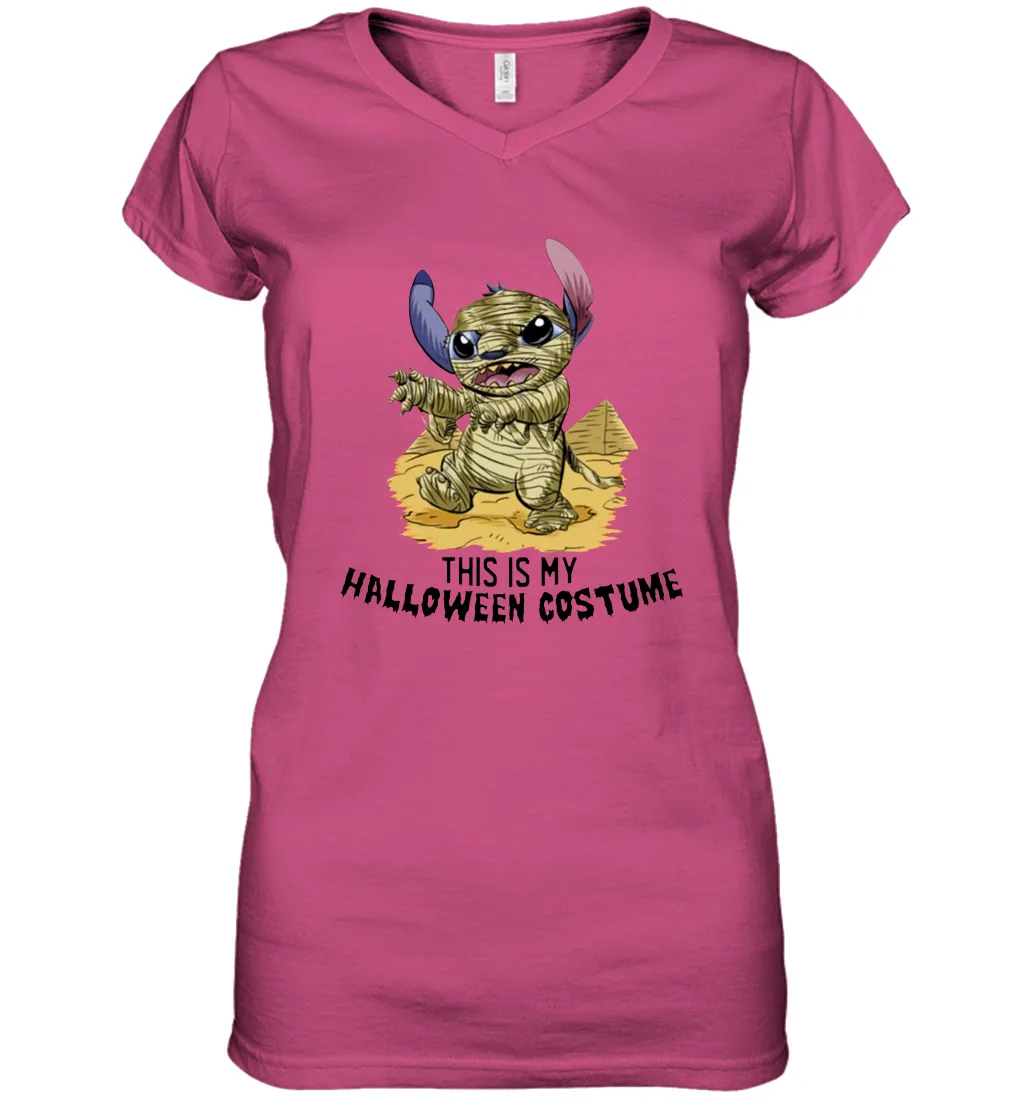 This Is My Halloween Costume Mummy Stitch Shirt Women's Vneck