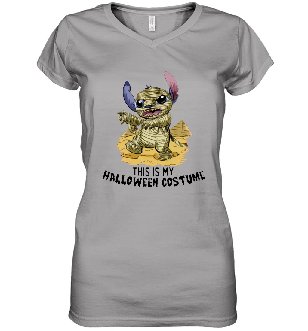 This Is My Halloween Costume Mummy Stitch Shirt Women's Vneck