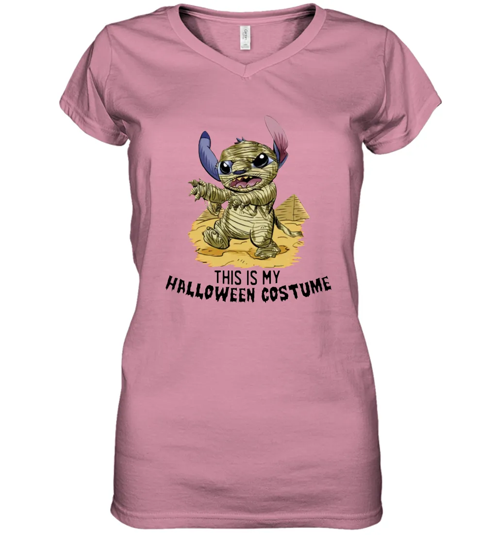 This Is My Halloween Costume Mummy Stitch Shirt Women's Vneck