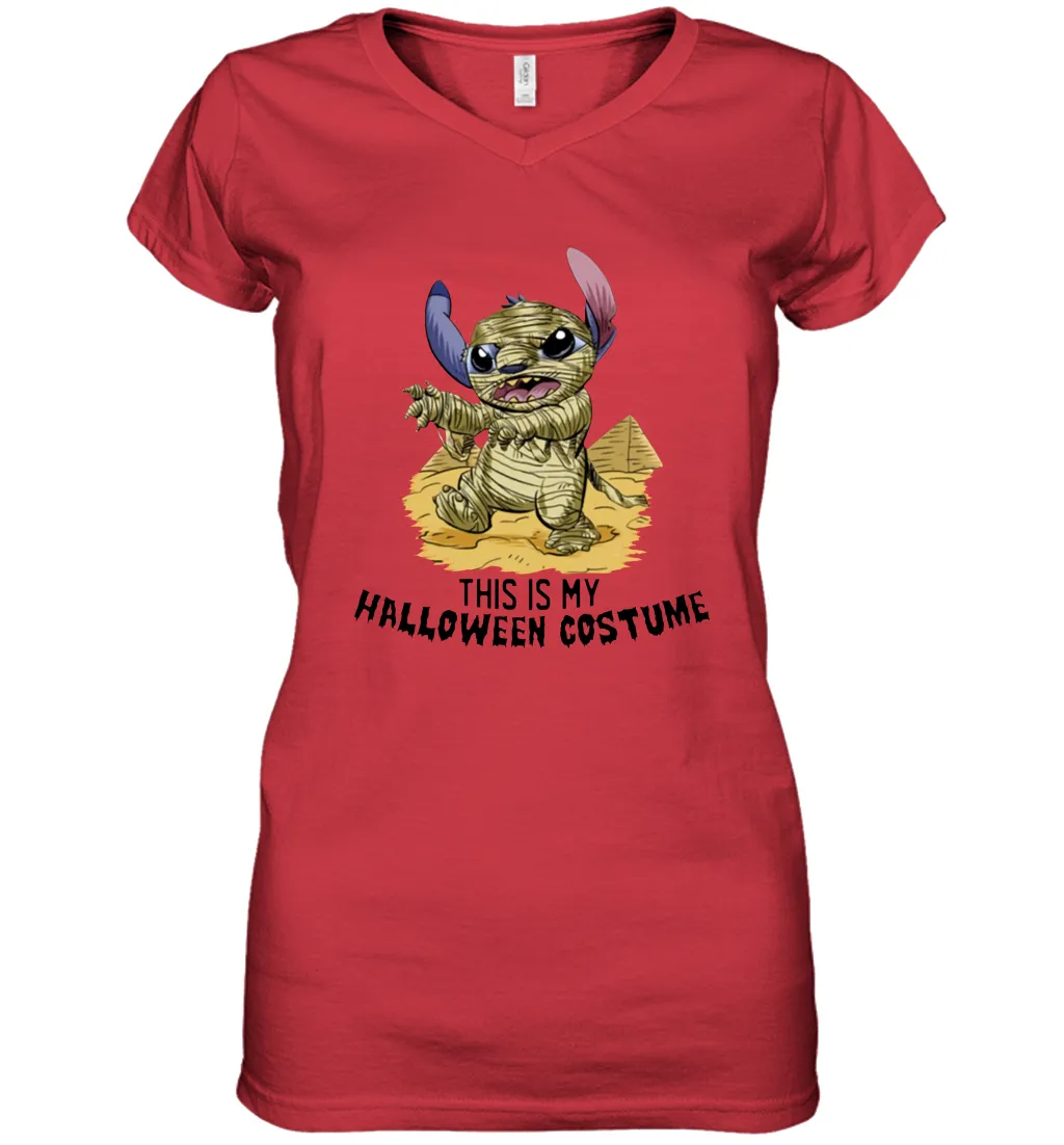 This Is My Halloween Costume Mummy Stitch Shirt Women's Vneck
